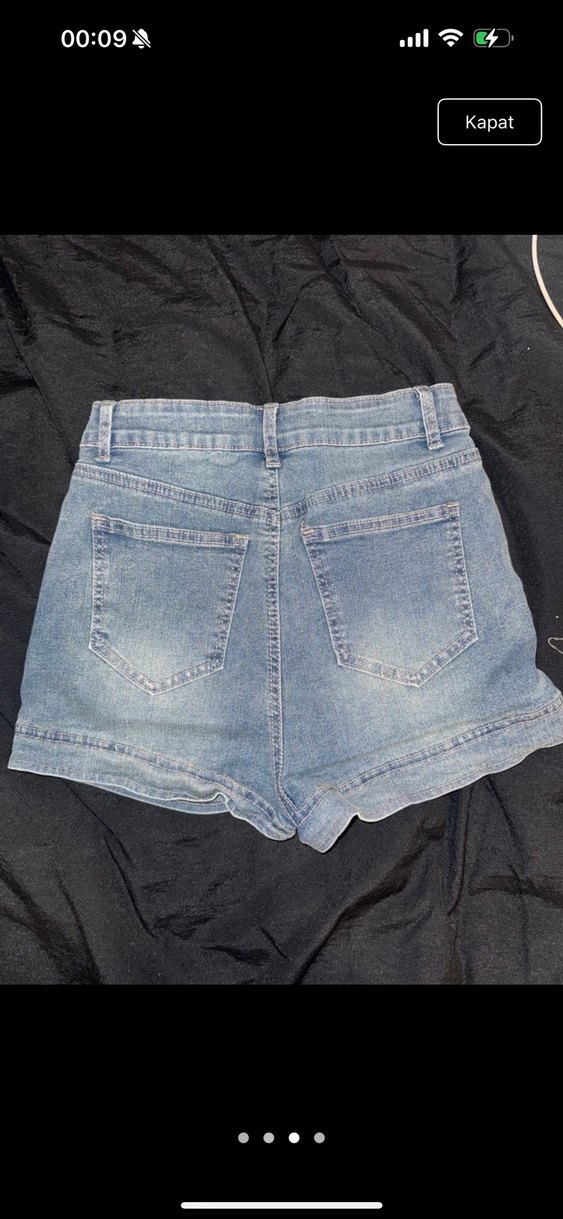 Mavi mini denim şort - Görsel 3