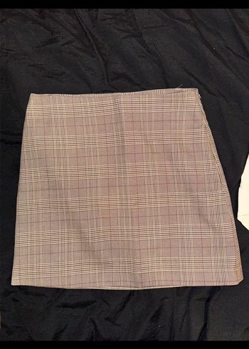 Kadın Bej Ekose Mini etek - Görsel 3