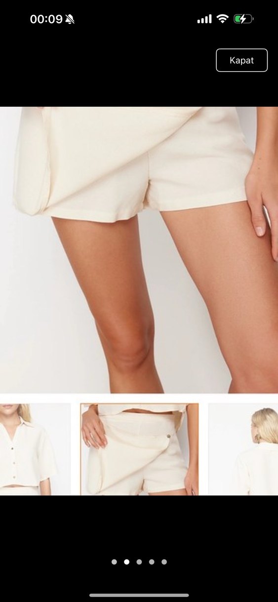 Beyaz Keten Mini Etek üst takım - Görsel 2