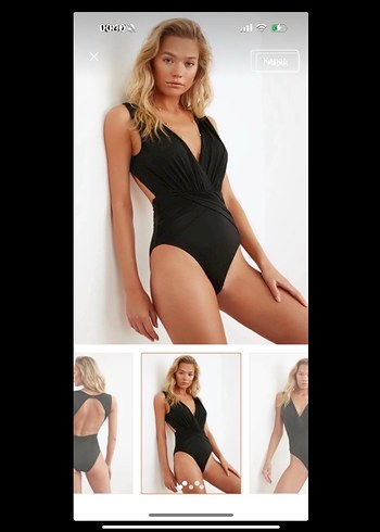 Siyah İnce Askılı Mini Kadın Mayo - Görsel 3