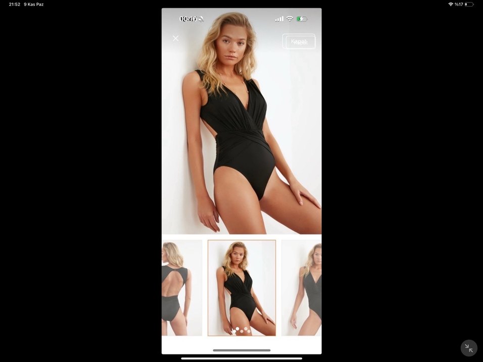 Siyah İnce Askılı Mini Kadın Mayo - Görsel 3