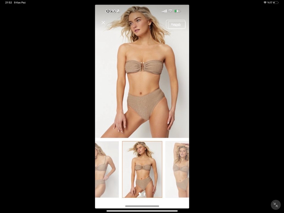 Siyah İnce Askılı Mini Kadın Mayo - Görsel 2