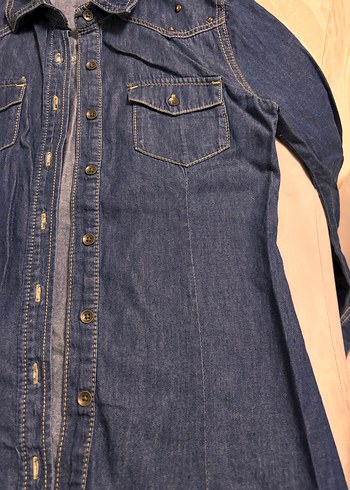 Kız çocuk Mavi Denim Düğmeli Ceket - Görsel 3