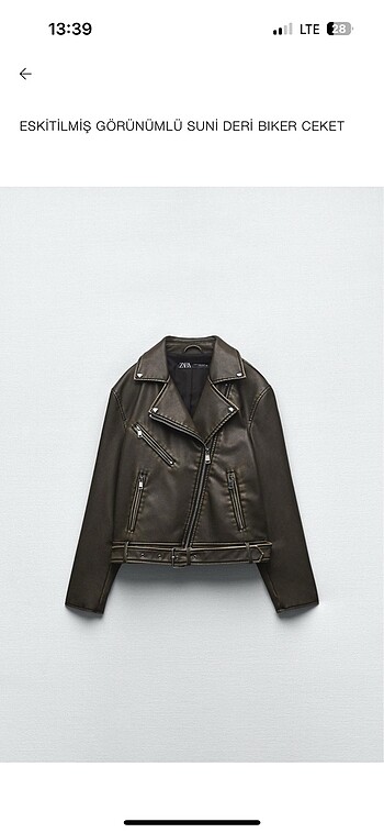 Zara biker eskitme deri ceket