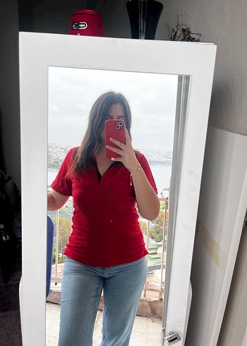 V Yaka Kırmızı Gömlek - Görsel 5