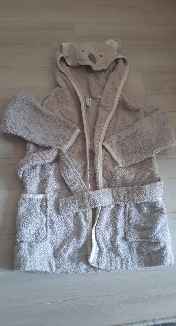 Kapüşonlu Gri Erkek Çocuk Bornoz - Görsel 3