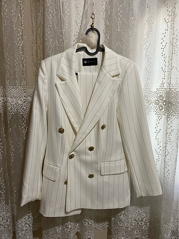 Blazer takım beyaz