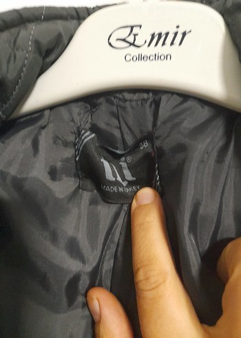 Gri Uzun Kemerli Kadın Kışlık Mont - Görsel 3