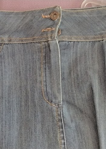 Kadın Denim Düğmeli Bol Kesim etek