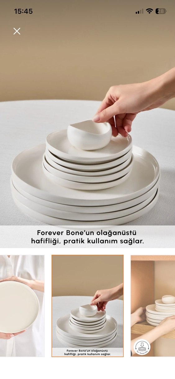 Beyaz Seramik Yemek Takımı - Görsel 3