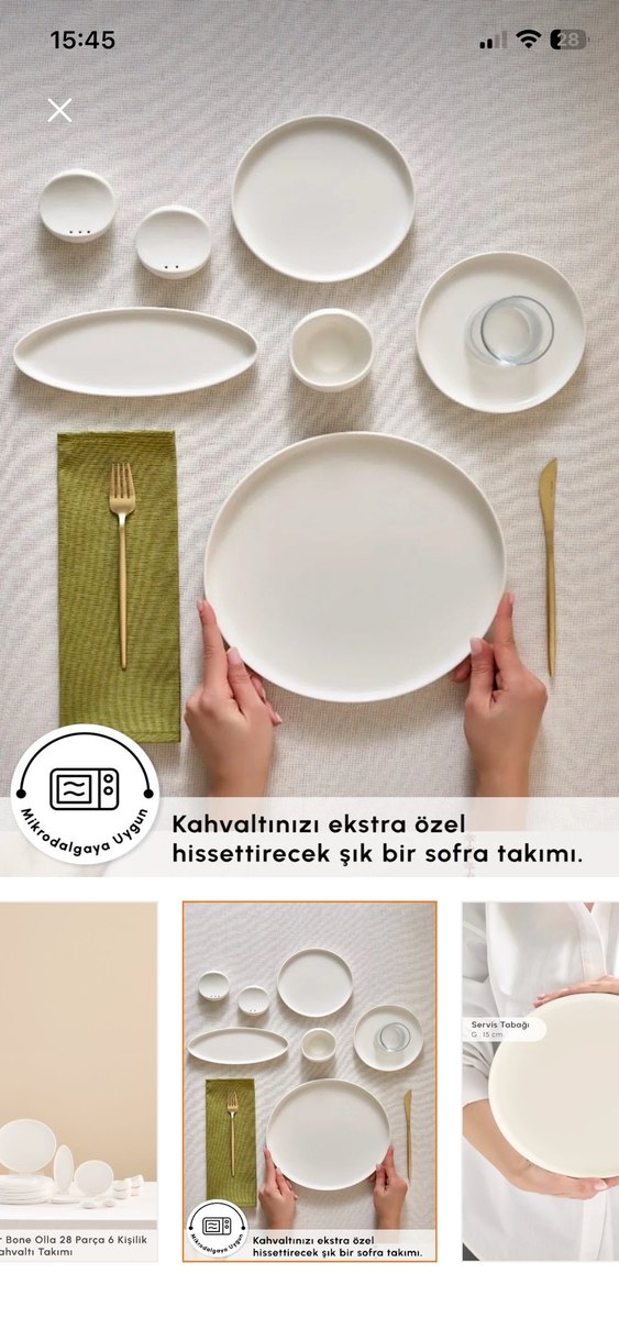 Beyaz Seramik Yemek Takımı - Görsel 4