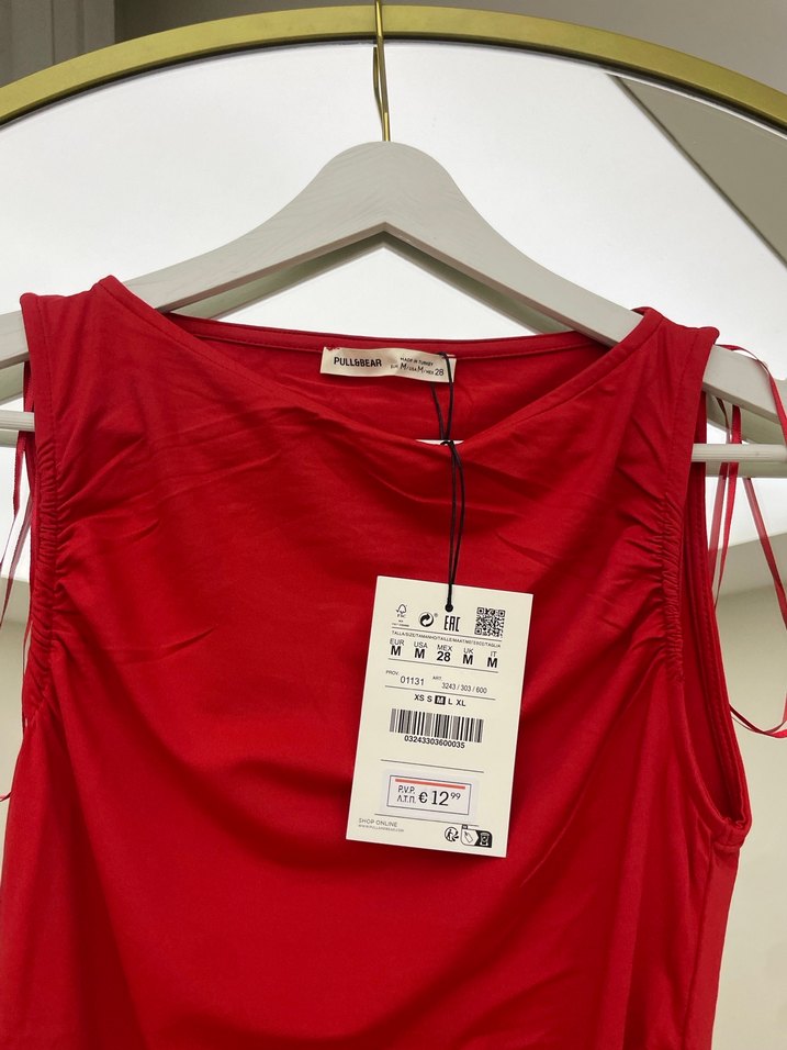 Kırmızı Drapeli Straplez Kadın Atlet - Görsel 2