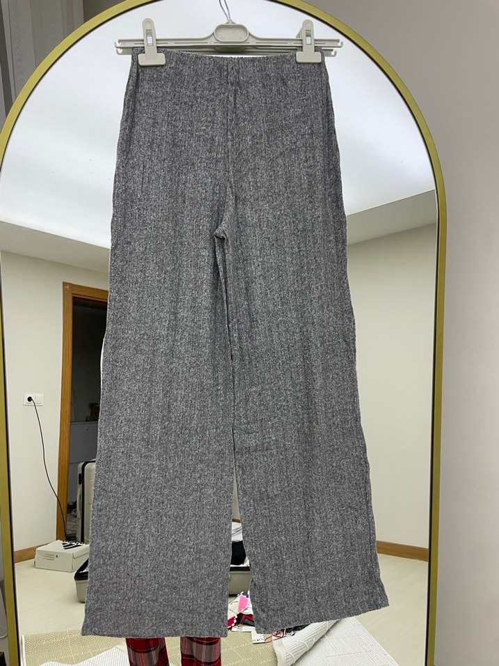Kadın Gri  Yün Pantolon - Görsel 4
