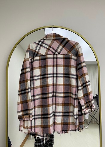 Düğmeli Ekose Kadın Gömlek - Görsel 2