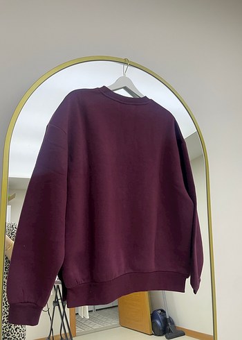 Bordo Oversize Baskılı Kadın Sweatshirt - Görsel 2