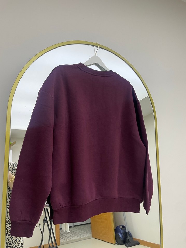 Bordo Oversize Baskılı Kadın Sweatshirt - Görsel 2