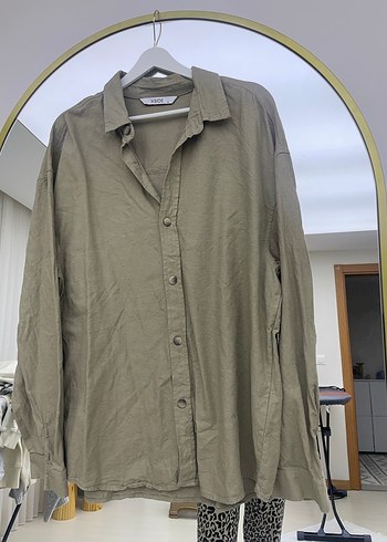 Düğmeli Keten erkek Gömlek - Görsel 2