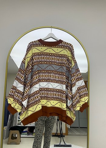 Renkli Bohem Desenli Kadın Triko Kazak - Görsel 4