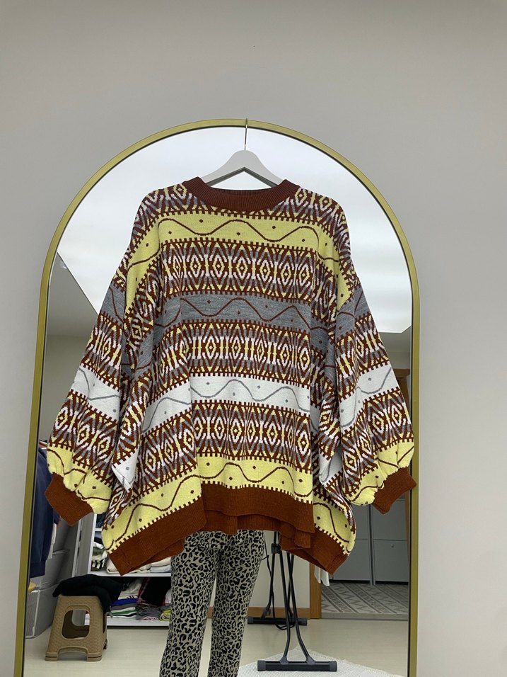 Renkli Bohem Desenli Kadın Triko Kazak - Görsel 4