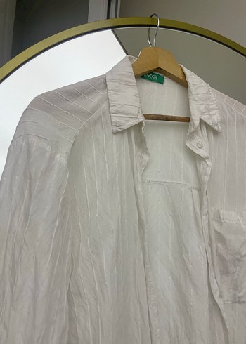 Beyaz Keten Salaş Uzun Kollu Gömlek - Görsel 3