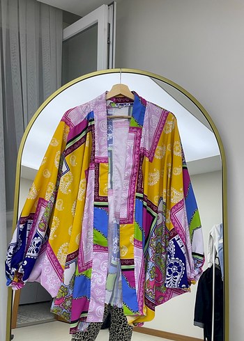 Renkli Bohem Uzun Kimono - Görsel 2