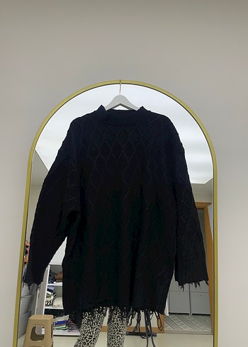 Siyah Örgü Boğazlı Kadın Kazak - Görsel 2