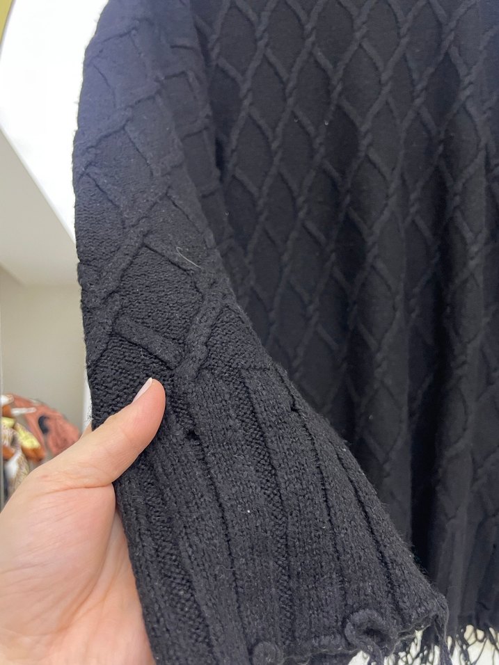 Siyah Örgü Boğazlı Kadın Kazak - Görsel 3