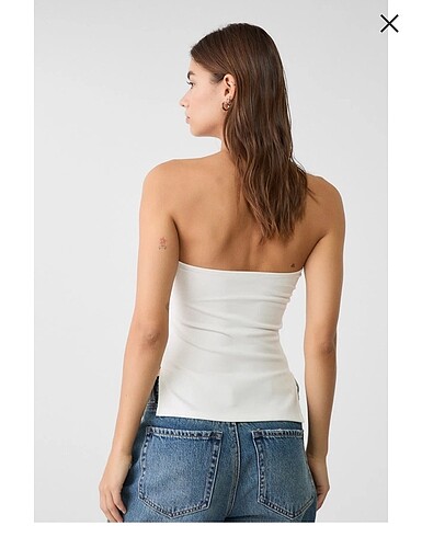 m Beden STRADIVARIUS YANLARI YIRTMAÇLI STRAPLEZ BLUZ