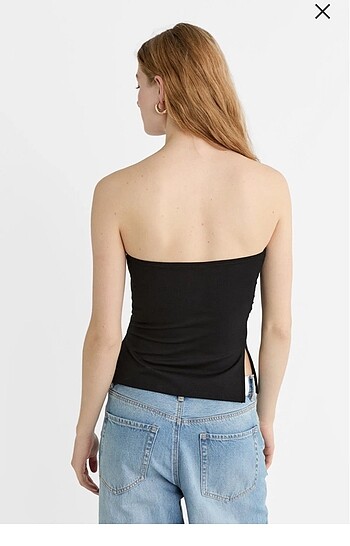Stradivarius STRADIVARIUS YANLARINYIRTMAÇLI STRAPLEZ BLUZ