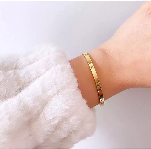 Beden Cartier Çelik Gold Kelepçe Bilezik