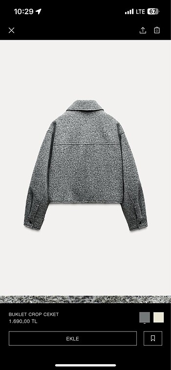 Zara Zara Buklet Ceket Gri