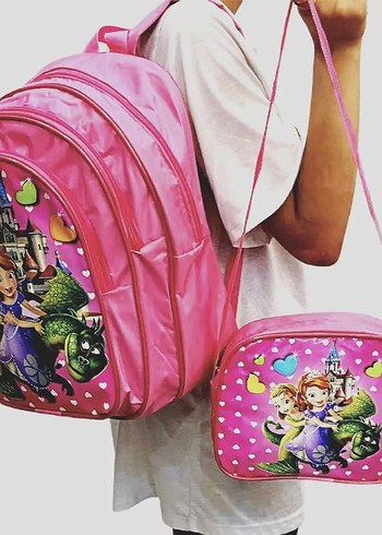 Renkli Pembe Çocuk Okul Çantası Seti