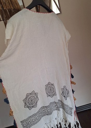 Püsküllü Nakışlı Bohem pareo - Görsel 4