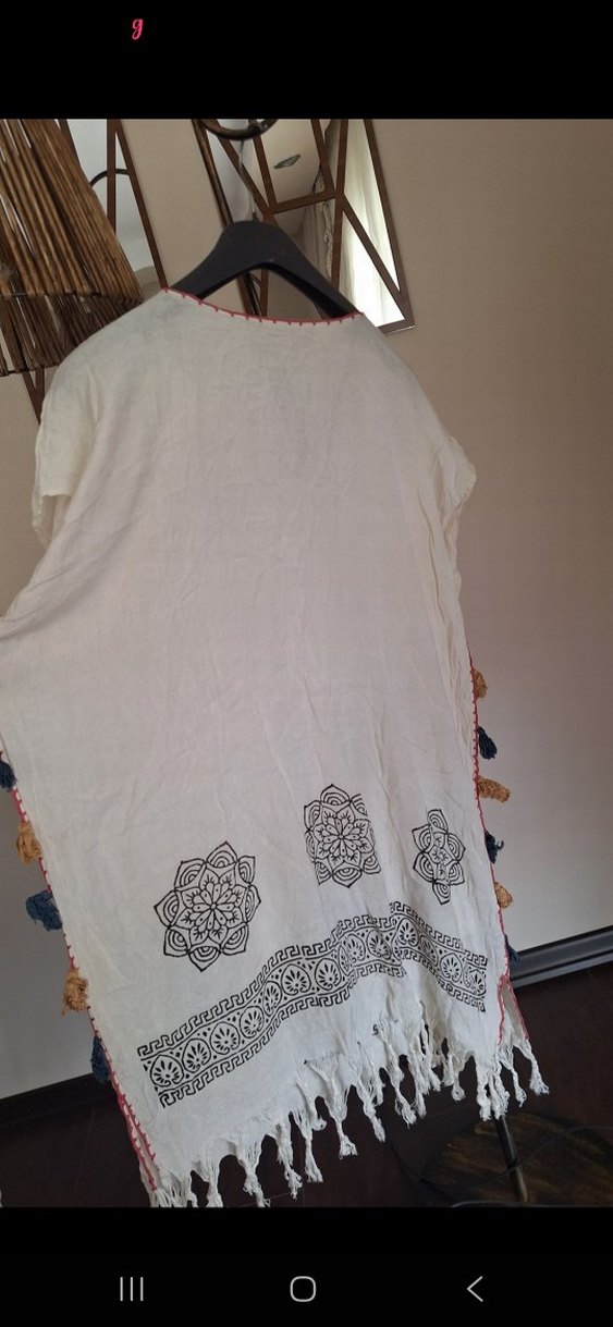 Püsküllü Nakışlı Bohem pareo - Görsel 4