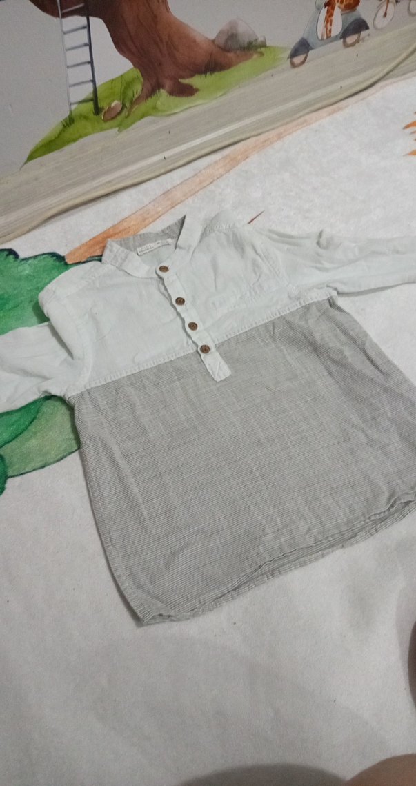 Gri Beyaz Erkek Keten Gömlek - Görsel 2