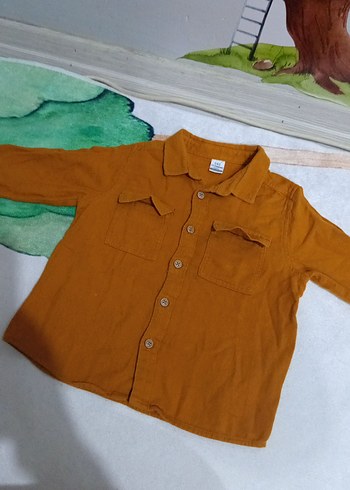 Erkek Çocuk Kahverengi Keten Gömlek - Görsel 2