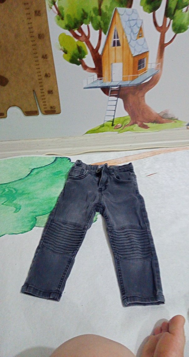 Erkek Çocuk Gri Piliseli Denim Pantolon - Görsel 4