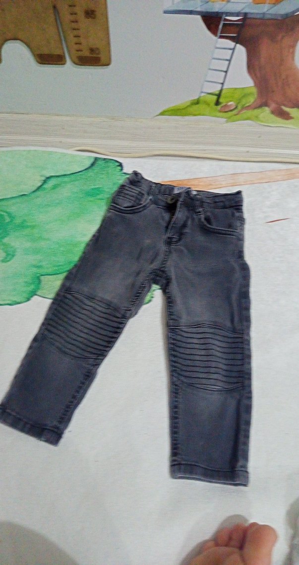 Erkek Çocuk Gri Piliseli Denim Pantolon - Görsel 3