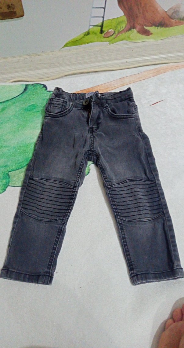 Erkek Çocuk Gri Piliseli Denim Pantolon - Görsel 2