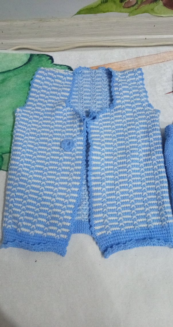 Mavi Örgü Erkek Çocuk Süveter - Görsel 2