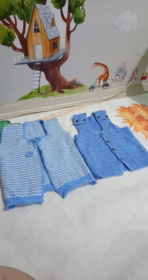 Mavi Örgü Erkek Çocuk Süveter - Görsel 4