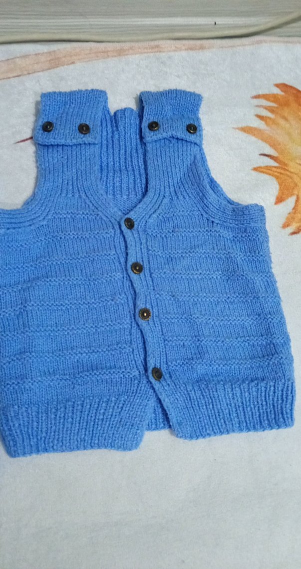 Mavi Örgü Erkek Çocuk Süveter - Görsel 3