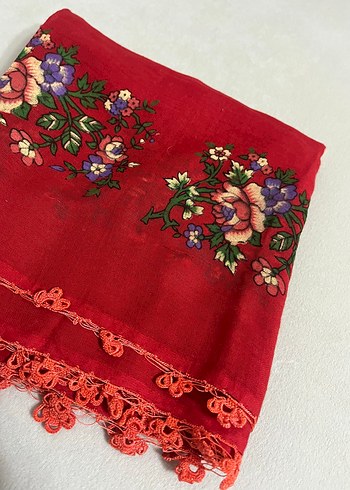 Beden Dantel Detaylı Bohem Kırmızı Kadın yazması