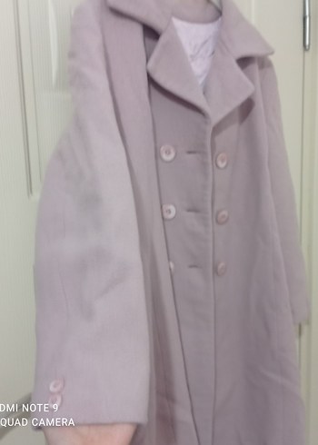 Düğmeli Purdra Pembe Kadın Uzun Kaban - Görsel 6