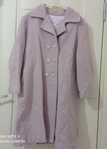 Düğmeli Purdra Pembe Kadın Uzun Kaban - Görsel 2