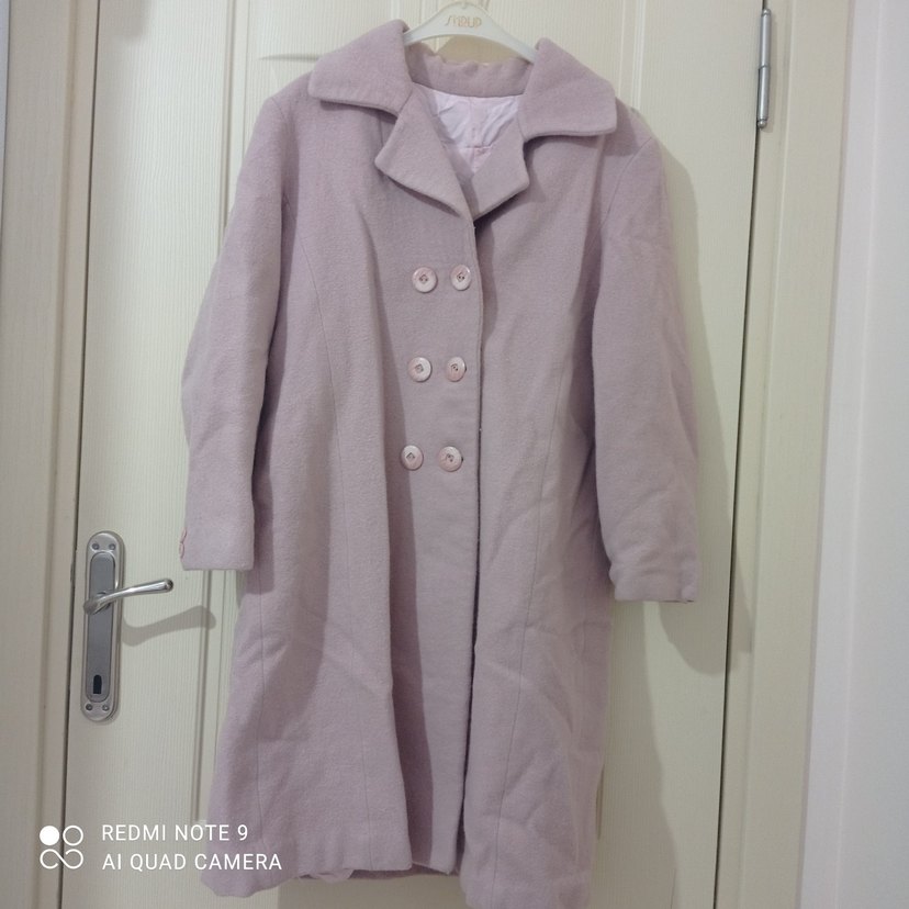 Düğmeli Purdra Pembe Kadın Uzun Kaban - Görsel 2