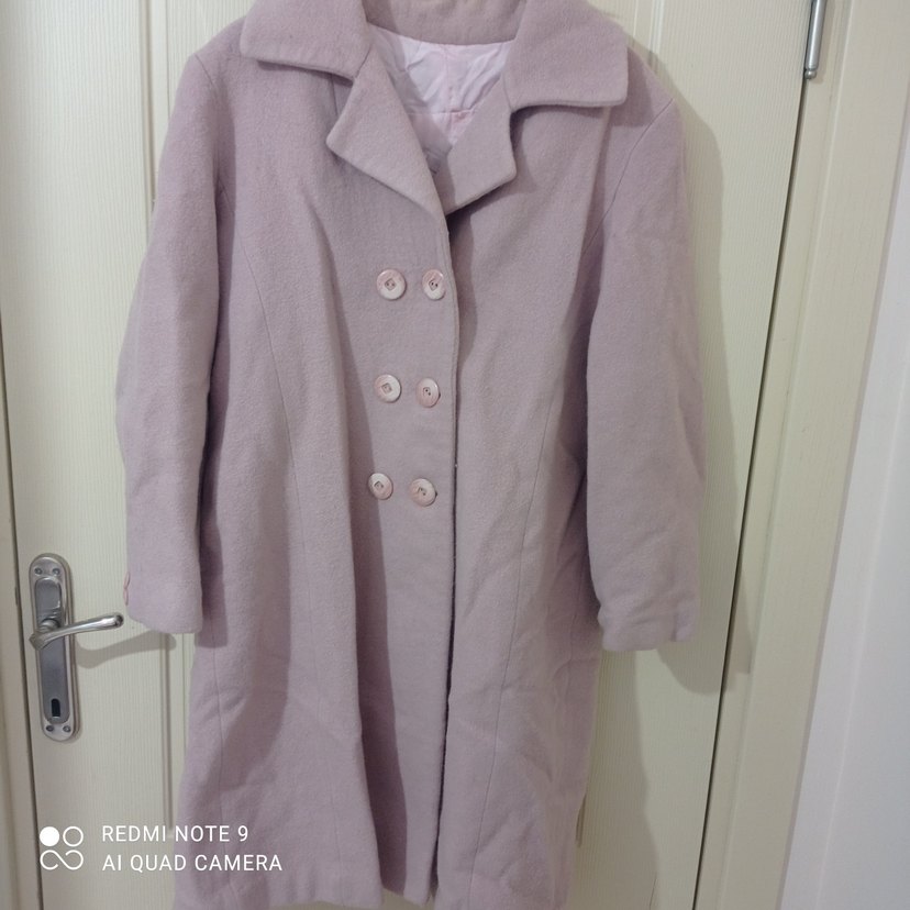 Düğmeli Purdra Pembe Kadın Uzun Kaban - Görsel 3