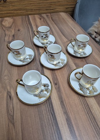 Altın Detaylı Beyaz Kahve Fincanı Takımı - Görsel 5