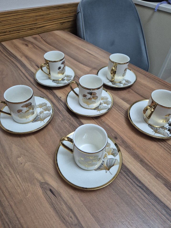 Altın Detaylı Beyaz Kahve Fincanı Takımı - Görsel 3