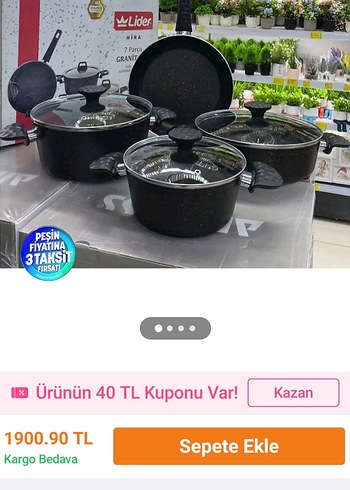 Lider Hira 7 Parça Granit Tencere Seti - Görsel 4